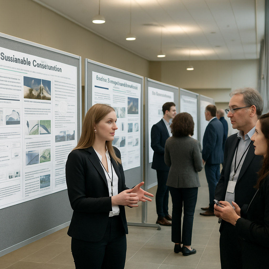 Researchers presenting at the poster session