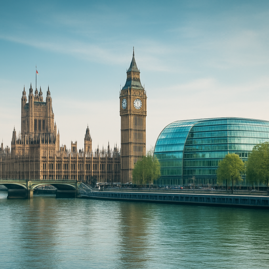 Map and view of London, UK in London